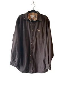Carhartt Carolina Blanket Flannel Lined Brown Snap Front Jacket Shacket XL Tall - Picture 1 of 5