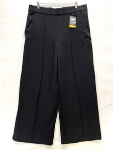 Lee Wide Leg Dress Trousers Women's 16 M - Black Cotton Blend Stretch High Rise - Picture 1 of 13
