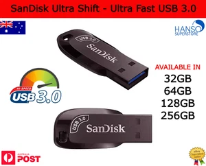 SanDisk Ultra Shift Fast USB 3.0 32GB 64G 128G 256G Flash Drive Memory Pen Stick - Picture 1 of 17