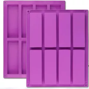 Large Rectangle Silicone Mold 2 PCS 8-Cavity Granola Bar Nutrition Purple - Picture 1 of 8