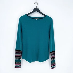 BeachLunchLounge Women’s M Waffle Knit Thermal Long Sleeve Top Knit Cuffs - Picture 1 of 7