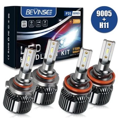 4x H11 9005 LED Headlight Bulbs 6000K White For Jeep futs Grand Cherokee III IV - Image 1 of 4