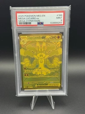Mega Lucario EX 188/132 Hyper Rare Gold Mega Evolutions Pokemon Card PSA 9 - Image 1 of 2