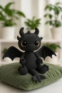How to Train Your Dragon Black Dragon 25cm Crochet Pattern Only, Easy Amigurumi - Picture 1 of 1