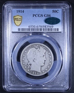 1914 Barber Half Dollar - 50c PCGS G06 CAC ✅ - PCGS Gold Shield - Picture 1 of 4