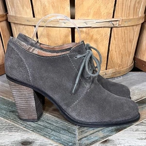 Lucky Brand Mystique Olive Green Suede Lace-Up Oxford Ankle Booties Women Size 8 - Picture 1 of 11