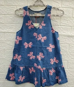 New Kinges Slojd Sleeveless Magot Dress Bella Bow Blue/Pink Size 7-8 Youth - Picture 1 of 8