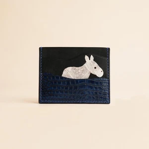 Black Pueblo Leather Card Holder - Stupid Donkey - Luxury - Picture 1 of 8
