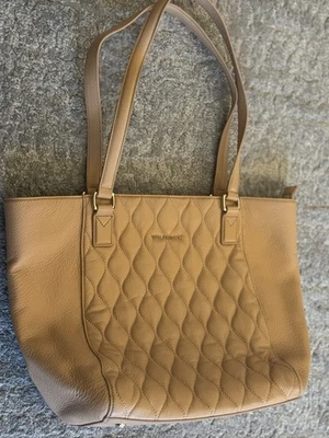 Bolso de Mano Grande VERA BRADLEY Desnudo Acolchado Cuero ELLA $298 NUEVO SIN ETIQUETAS Foto 1 de 4