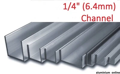 ALUMINIUM CHANNEL U  PROFILE 1/4" (6.4mm), Lengths 100mm - 2500mm - Image 1 of 4