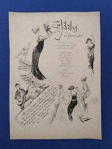 MENU' danzatrici e musicanti, FRANCIA 1911, grafico Henriot. - Foto 1 di 1
