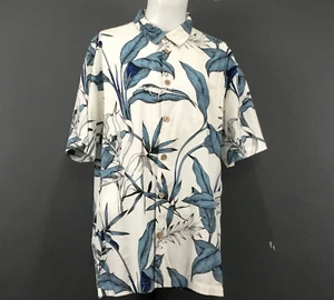 Quiksilver Waterman Shirt Men XXL White Blue Tropical Gekko Pockets Short Sleeve - Picture 1 of 11