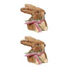 1/2/3 Handcrafted Artificial Easter Straw Rabbit Sculpture for Desktop Garden