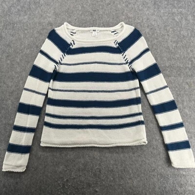 Suéter Paige Mujer S Blanco Azul Rayas Tejido con Cable Foto 1 de 4