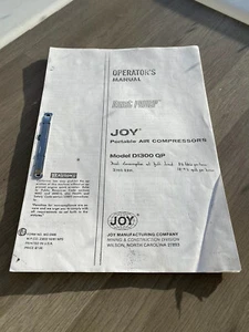 JOY D1300QP 1300 CFM PORTABLE AIR COMPRESSOR OPERATORS MANUAL PHOTO COPY USED - Picture 1 of 6
