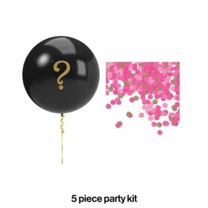 Pink Gender Reveal Balloon Kit Girl Black ? Confetti - Picture 1 of 2