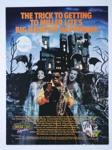 Clarence Clemons E Street Haunted Halloween VTG 90 Miller Lite Original Print Ad - Picture 1 of 12