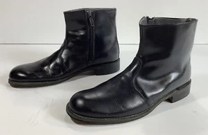 Stivaletti Chelsea vintage in pelle nera con zip laterali USA da uomo taglia 8D - Foto 1 di 11
