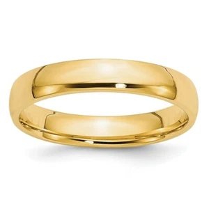 Real 14kt Yellow Gold 4mm Lightweight Comfort Fit Wedding Band Size 7 - Picture 1 of 5