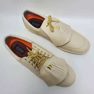 Dexter Shoemakers To America Lace Up Leather Golf Shoes Size 9.5 Beige - Picture 1 of 12