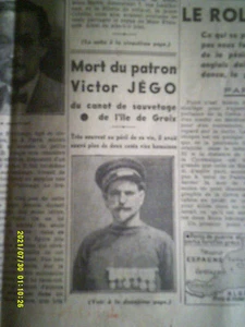 1937 LE PETIT PARISIEN ILE DE GROIX MORT DU SAUVETEUR VICTOR JEGO - Imagen 1 de 3