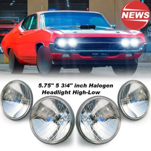 5.75" Round Glass Headlight Lamp Housing Hi/Low Beam Fit H4 HID Halogen Bulb - Bild 1 von 10