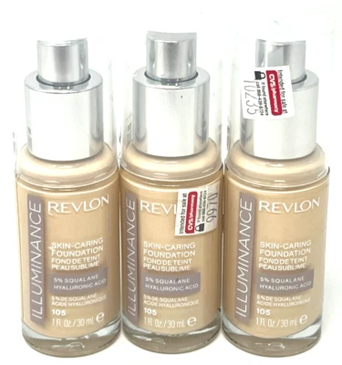 (3) Revlon Illuminance Skin-Caring Foundation Sealed 105 - Cream Ivory - Image 1 of 3