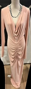 Boohoo slinky plunge draped maxi blush dress size 6 NEW with tags - Picture 1 of 9