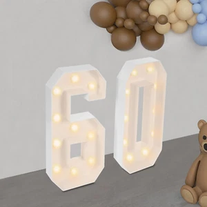 60 Números Iluminados, 60 Cumpleaños Decoración Fiesta Iluminar Números NUEVO - Imagen 1 de 16