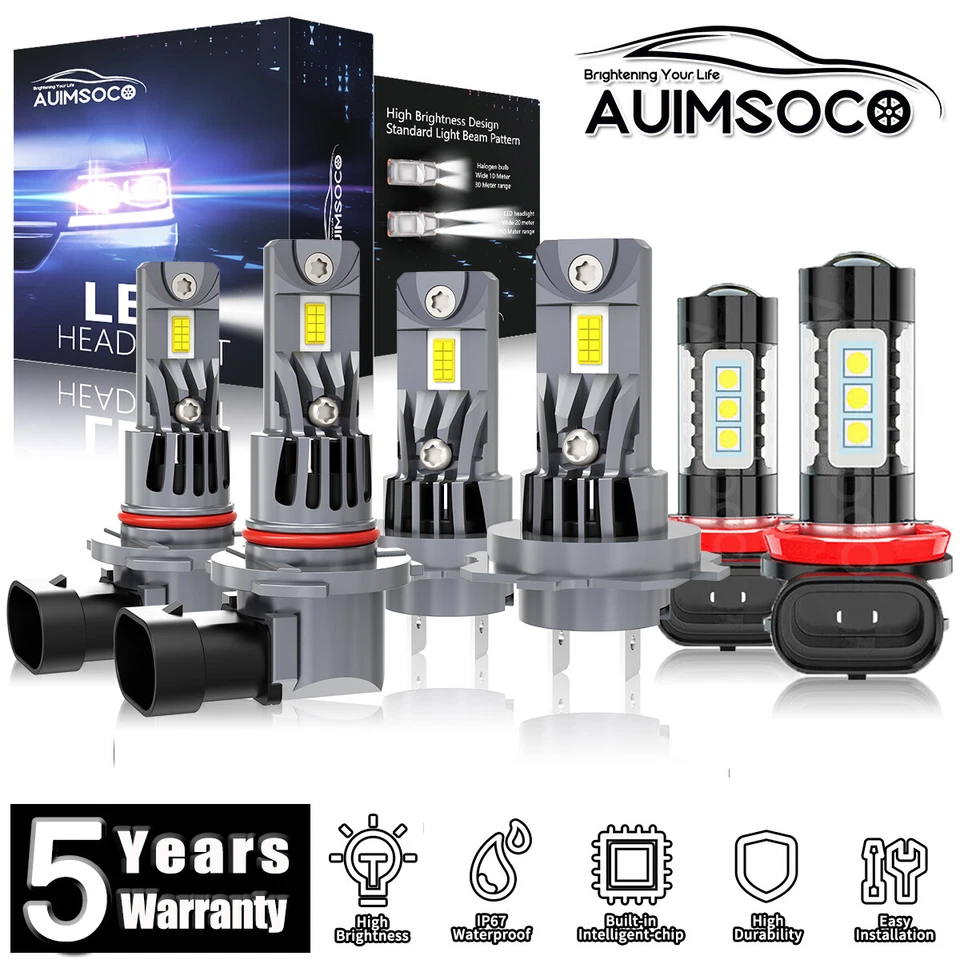 Kit combinado de faros LED luz antiniebla haz alto bajo 6x bombillas para BMW 540i 1997-2000 Foto 1 de 4