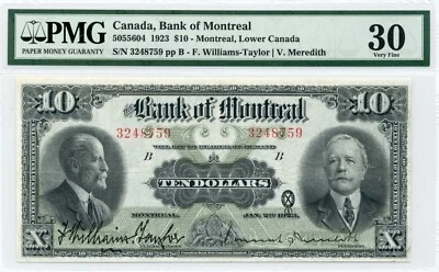 1923 $10 Bank of Montreal - Very Fine, PMG VF 30 - Image 1 of 2
