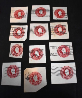 12 - 1915 - U.S. Envelope Cuts Sc# U430 2 Cent Washington - Used.  i - Image 1 of 3