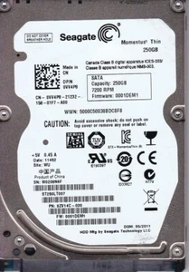Seagate ST250LT007 pn: 9ZV14C-030 sn: W02 fw: 0001DEM1 WU 250GB SATA 2.5 4824 - Picture 1 of 2