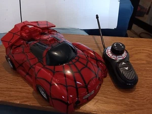 Web Runner Spiderman Racer Car With Remote RC Radio Control 47 Mhz Works Tested - Picture 1 of 8