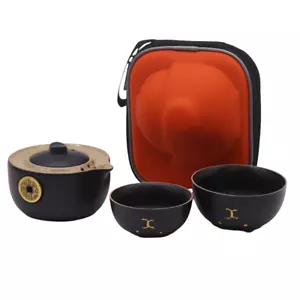 Travel Teapot Set for 2 - Teapot Set & Case - Black or Red - Picture 1 of 12