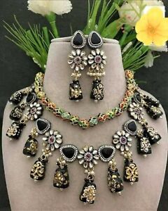 Bollywood Indian Pakistani Wedding Kundan Long Necklace Bridal Party Jewelry Set