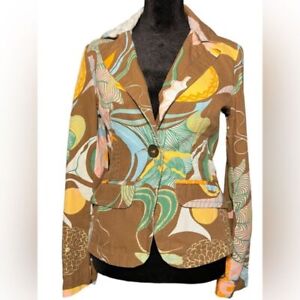 Miss 60 brown floral multicolored jacket, size S