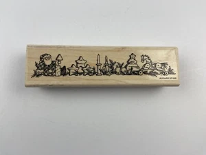Celebrate Holiday Mantle Santa Border Rubber Stamp Christmas Decorations Montage - Picture 1 of 4