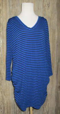 Blusa feminina Liz Lange maternidade tamanho XL listra azul manga longa - Imagem 1 de 4