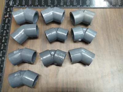 LOT OF 10 1" Socket PVCI Schedule 80 45° Elbow SLIP GLUE NFS-PW NNB SPEARS PVC - Image 1 of 2