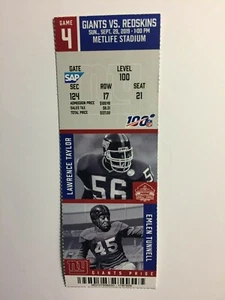 NEW YORK GIANTS VS WASHINGTON REDSKINS SEPTEMBER 29, 2019 TICKET STUB - Picture 1 of 1