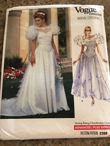 🌺 VOGUE BRIDAL ORIGINAL #2398 - DAMAS NOVIA - PATRÓN DE VESTIDO DE NOCHE 6-10 FF - Imagen 1 de 2