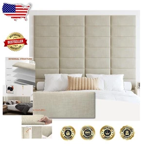3D Soundproof Wall Mounted Headboard - Peel & Stick King Size Tufted Elegance - Picture 1 of 8