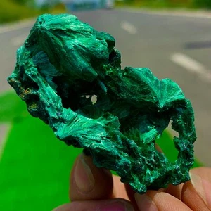 56G Rare! Natural acicular feather malachite Quartz Crystal mineral Specimen - Picture 1 of 21