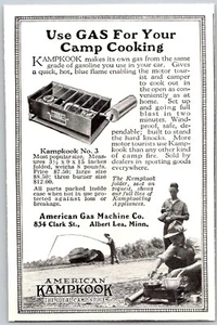 PRINT AD 1922 American Kampkook Ideal Gas Camp Stove SMALL 3 x 4 - Bild 1 von 3