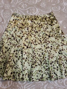 Apt. 9 Skirt Size 10 Green Brown Swing Pleated Flared Lined Stretch - Picture 1 of 7