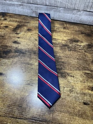 Corbata clásica Tommy Hilfiger azul marino rojo blanco a rayas 100 % seda para hombre Foto 1 de 4
