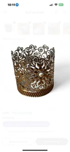 Bath & Body Works Candle Holder Silver Flower Floral Lattice Pearl For 3 Wick - Picture 1 of 6