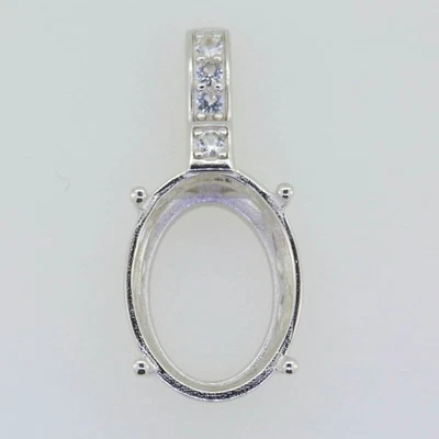 Sterling Silver Semi Mount Pendant Setting Oval OV 16X12mm - Image 1 of 2