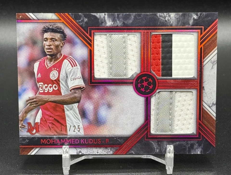 Mohammed Kudus Ajax Topps Museum UCL 2023 Worn Patch Tottenham Ruby #/25 UEFA - Image 1 of 4